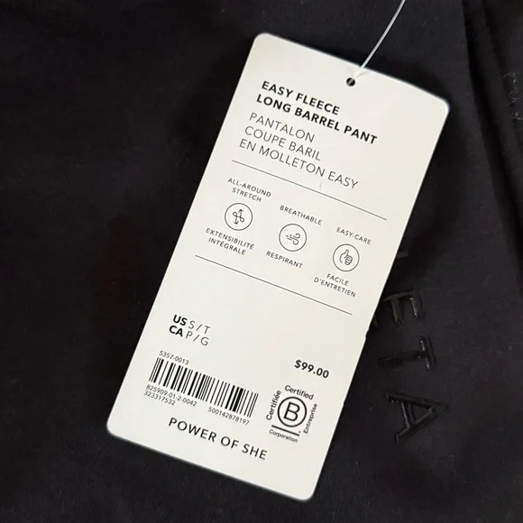 Nwt athleta Simone biles forever fleece mid rise barrel pant small tall black - Picture 11 of 12